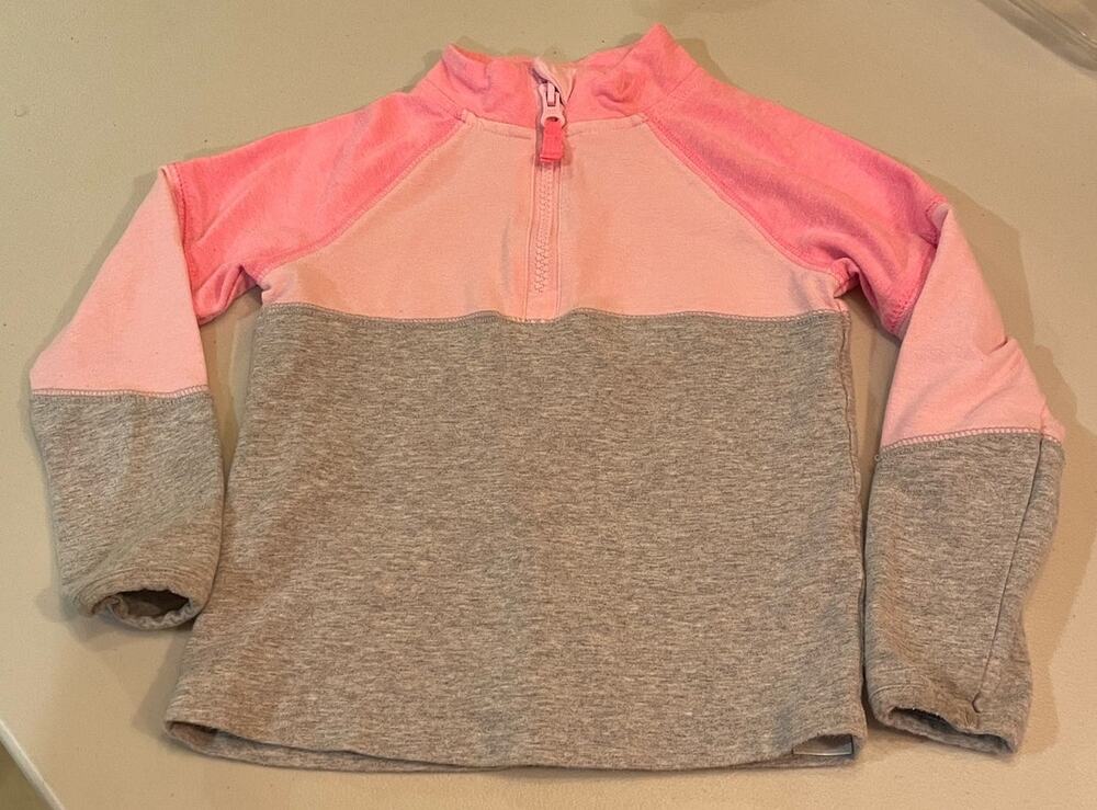Carter's Pink and Gray 1/4 zip girls pullover 2T